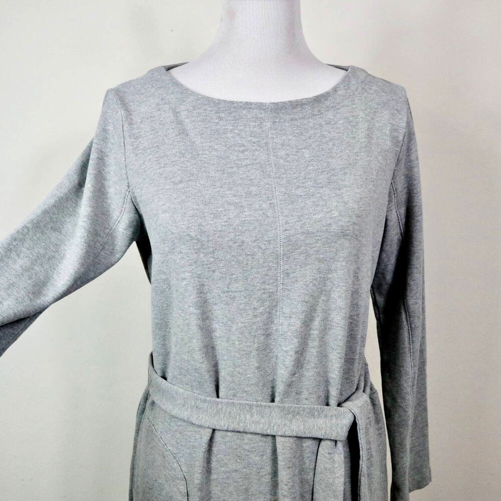 J Jill Pure Jill Size M Belted Jersey Knit Maxi Dress Heather Gray - Picture 8 of 12
